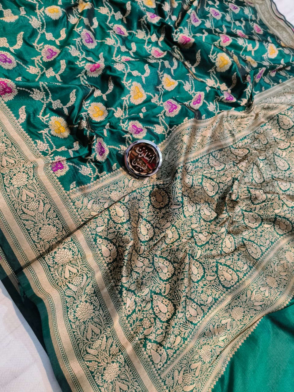 Embroidered Banarasi Silk Multi Color Saree|SARV154410
