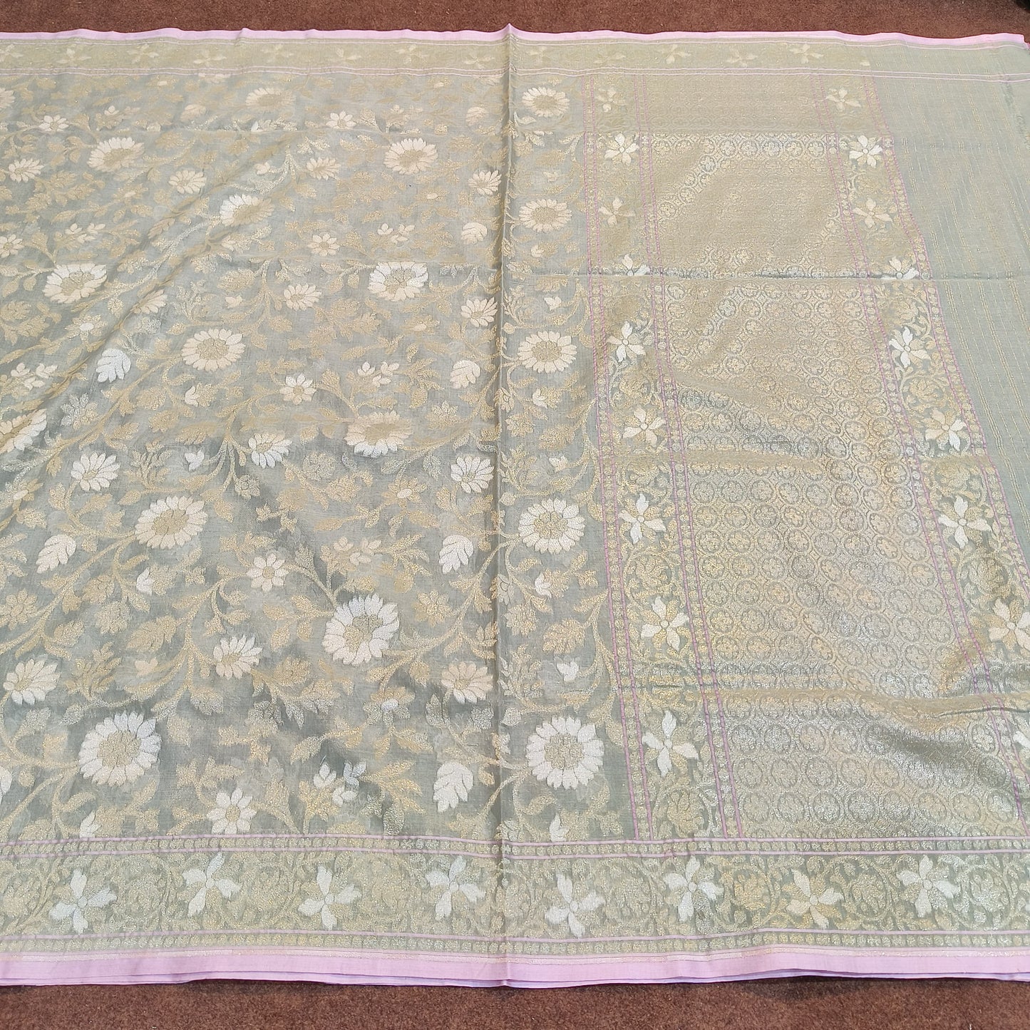 Pure Cotton Nilambari Banarasi Handloom Saree