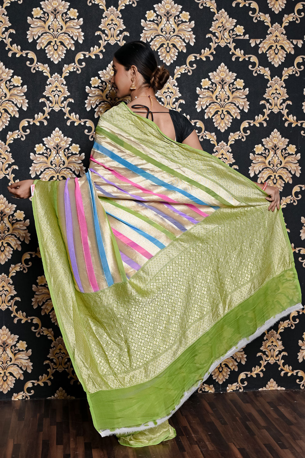 Pure Khadi Chiffon Georgette Saree Double Shade Zari Work Pure Banarasi  Saree Silk Saree Designer Weaving Fabric Women Running Blouse Pece - Etsy |  Designer saree blouse patterns, Georgette sarees, Fancy blouse designs