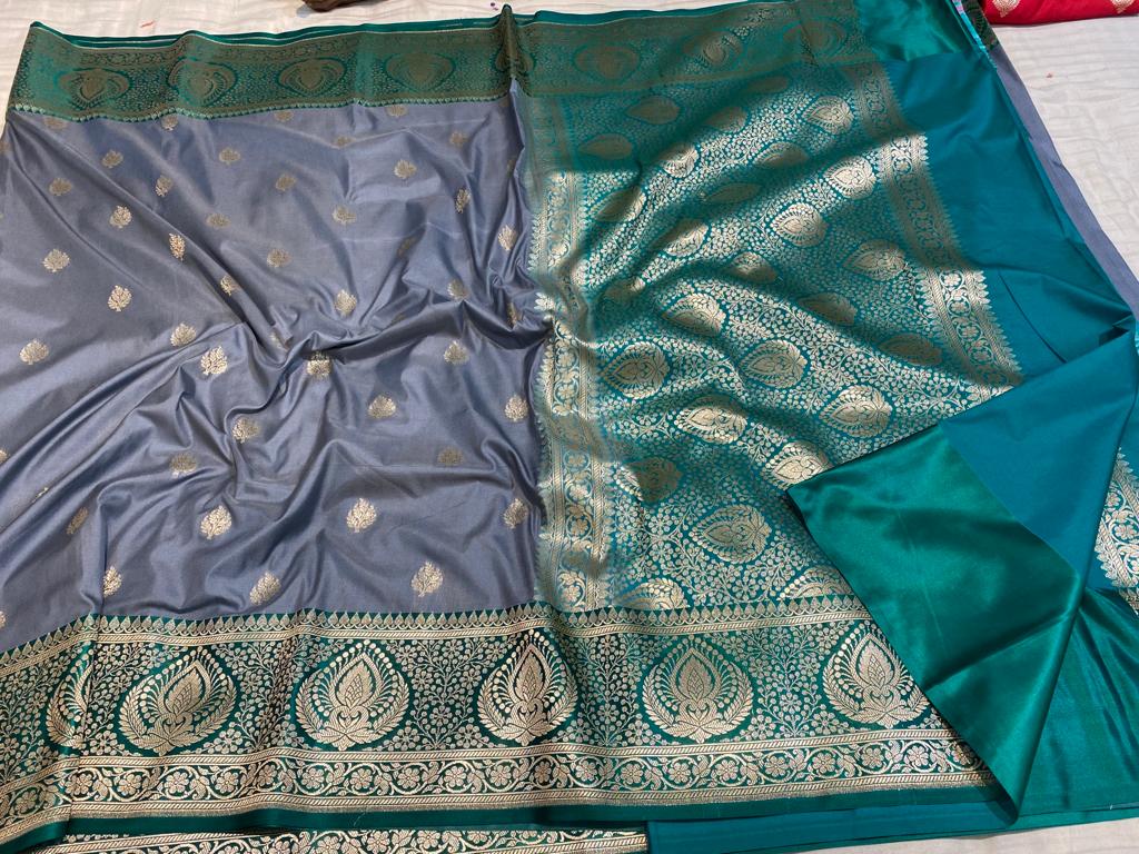 Saree Summer Silk Butta Zari Satin Border Handloom Weaving