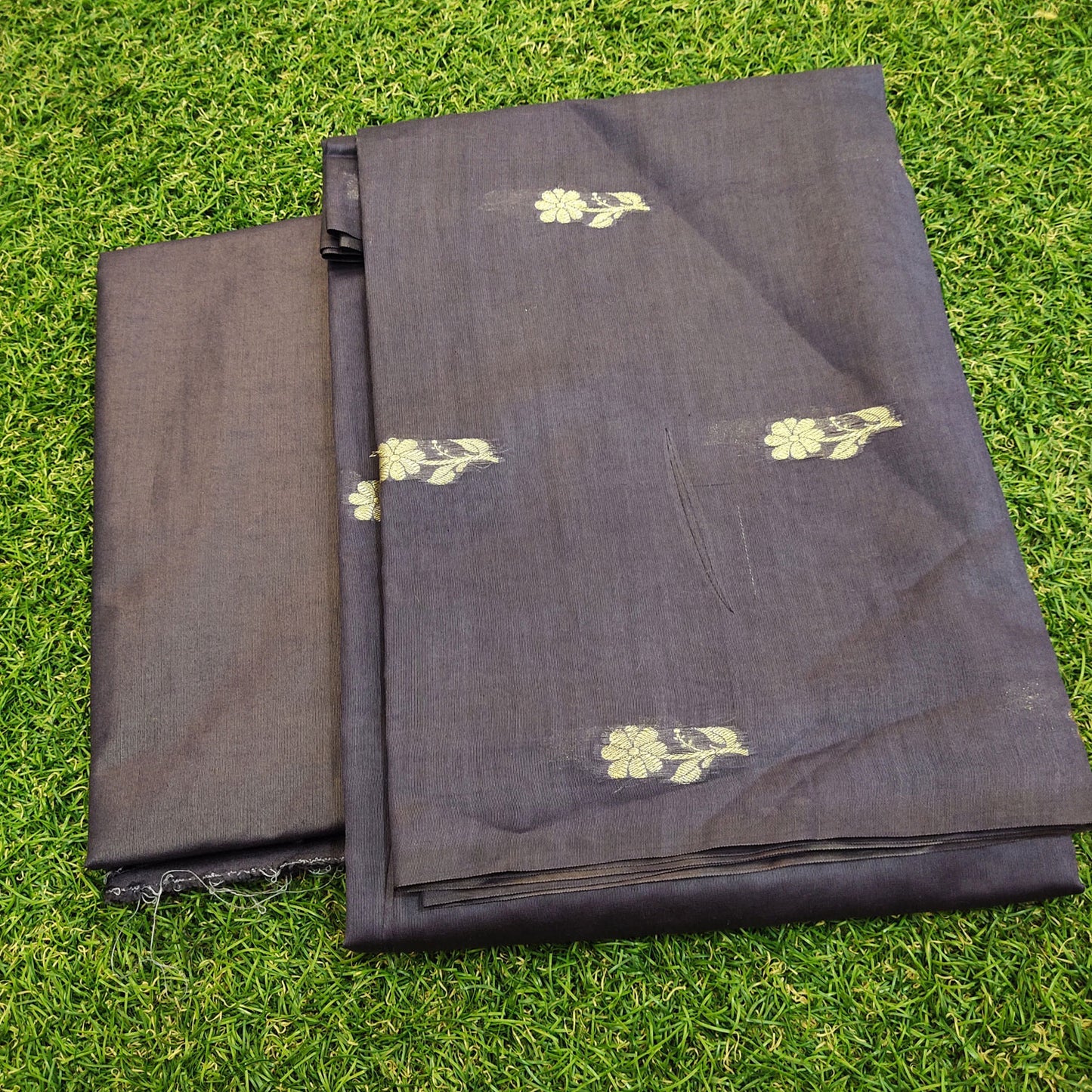 Pure Chendari Cotton Munga Suit with Dupatta Nevy Blue Color