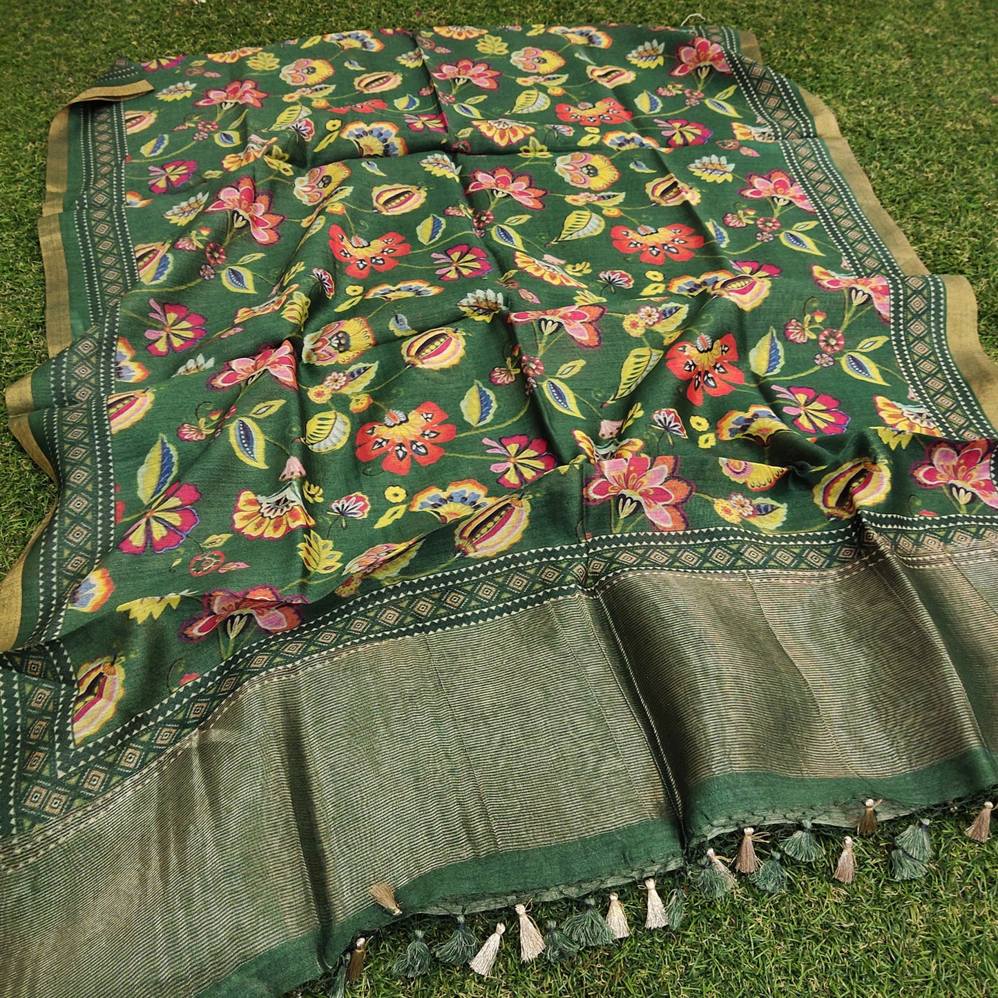 Pure Chendari Cotton Munga Suit with Dupatta Pista Green Color