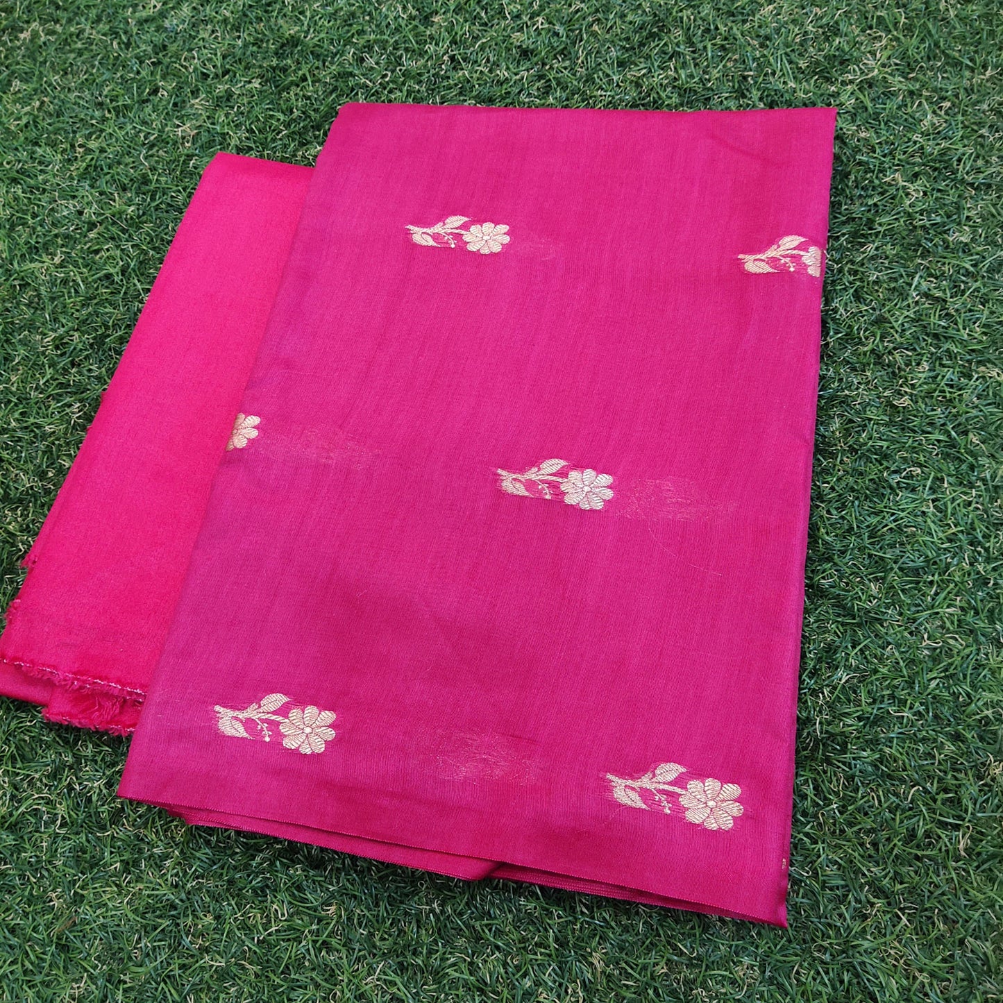 Pure Chendari Cotton Munga Suit with Dupatta Rani Pink Color